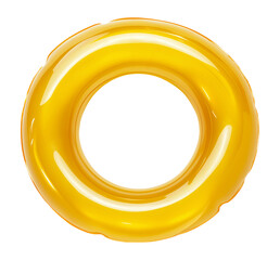 Yellow inflatable swimming ring isolated on a transparent background