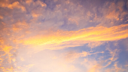 Sky sunset evening sunrise cloud weather dramatic landscape goldent and indigo color gradient pastel horizon, twilight yellow golden reflection morning nature environment energy ecosystem change.