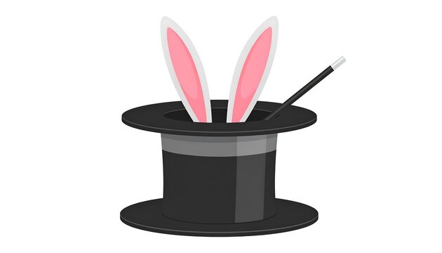 Magic Hat with Bunny Ears  Wand.