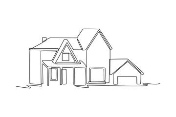 Real estate concept. Single line draw design. Vector graphic illustration