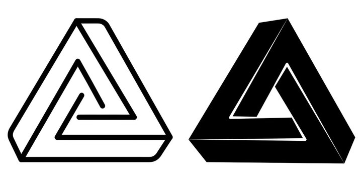 Penrose triangle Line Editable Icons set. Vector illustration in modern thin line style of online content related icons: video, photo, influencer, and more. Isolated on transparent background