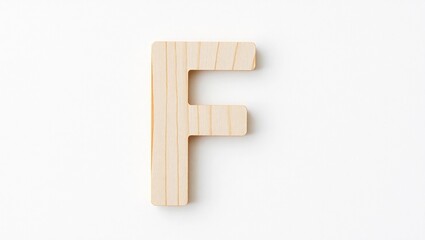 Minimalist Capital Letter F Crafted from Clean-Cut Plywood with Alternating Grain – Upright Design on Textured White Background with Empty Space for Mockup or Text Placement