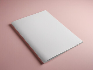 Blank A4 paper brochure on pink background.
