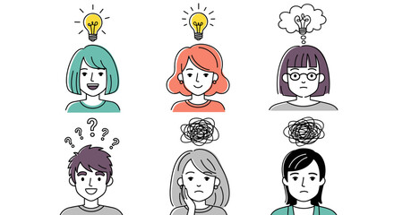 Diverse People with Varying Mental States and Problem-Solving Approaches Illustration