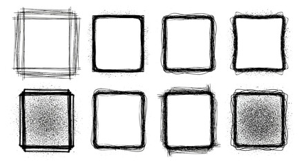 Set of Nine Hand-Drawn Rectangular Frames with Textured Fill