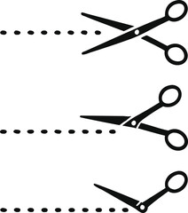 Scissors and cut lines set. Vector illustration