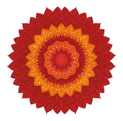 燃える赤とオレンジ、幾何学模様が美しく輝く曼荼羅。