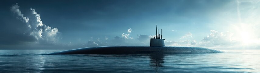 Fototapeta premium Submerged submarine in tranquil seascape.
