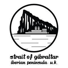 Circle Icon Strait of Gibraltar. Vector Illustration