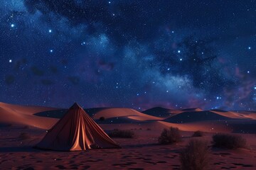Ultra Hd Image of the Starry Sky Above a Desert and a Tent