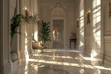 High Quality Picture of Rendering of Elegant Neoclassical Interior