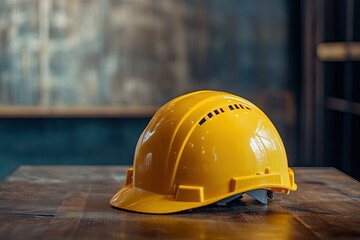 High Detail Picture of Yellow Helmet on the Table
