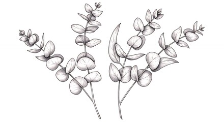 Naklejka premium Hand drawn eucalyptus branches