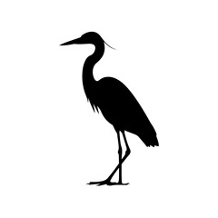 Obraz premium Heron bird silhouette vector flat illustration on white background.