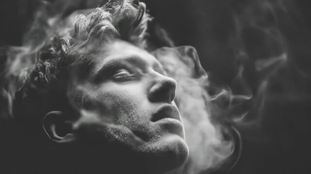 Man in Smoke with Dramatic Portrait.