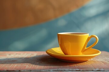 High Resolution Picture of Closeup of Tasty Coffee Cup with Saucer on Desk