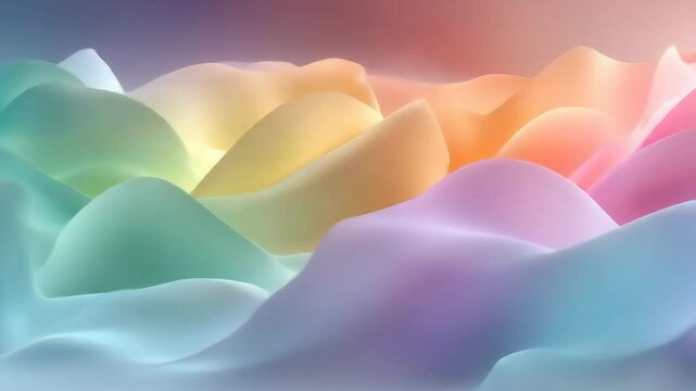 Pastel Rainbow Hillscape Abstract.