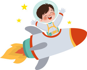 cartoon illustration of an astronout kids