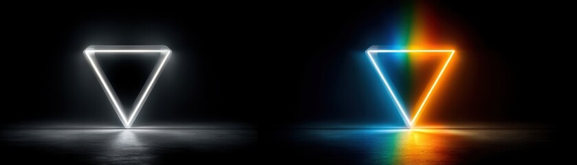 Dynamic light triangles dark studio digital art modern environment abstract viewpoint vibrant concepts