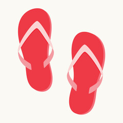 Red flip flops. Slippers icon. Beach accessories. Vector element for design. 