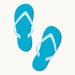 Blue flip flops with y-shaped strap. Slippers icon. Beach accessories. Vector element for design.