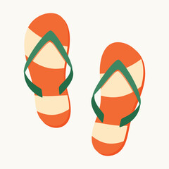 Striped flip flops with y-shaped strap. Isolated element for design. Summer, vacation, rest concept.
