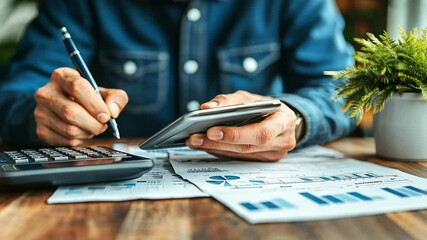 Businessman Working on Financial Analysis - Powered by Adobe