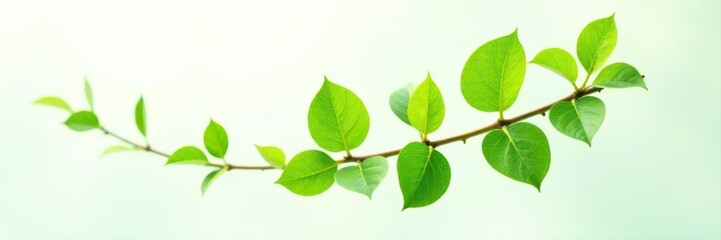 Fototapeta premium Vibrant green ZZ plant branch, fresh leaves, white backdrop , vertical, background, vibrant