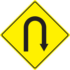 Vector illustration of a U turn road sign