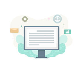 flat illustration. Ideal for use in tech articles, AI blogs, and educational digital presentations.Vector eps 10