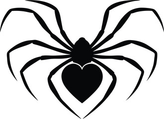 Heart shaped spider silhouette vector
