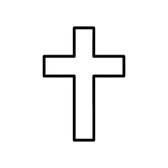 Obraz premium Christian cross icon in outline style – symbol of Christianity