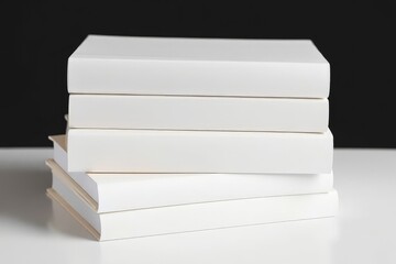 White Books Stack Blank Cover Mockup