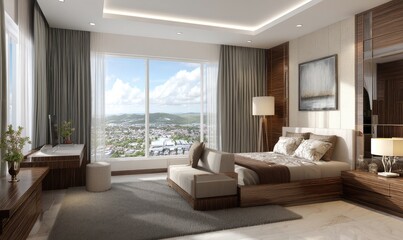 Serene Bedroom Retreat with a Panoramic View