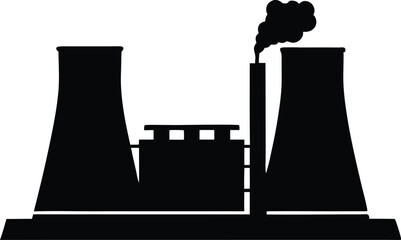 Thermal power station silhouette vector