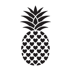 Obraz premium Stylized Pineapple Silhouette with Heart Pattern A Sweet and Tropical Design for Apparel and Home Decor Projects