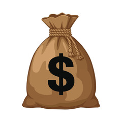 Cartoonish Sack of Money with a Dollar Sign Symbolizing Wealth and Financial Gain in a Simple and Expressive Style