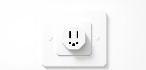 Clean, minimalist white power socket isolated on white background,  Australia,  receptacle