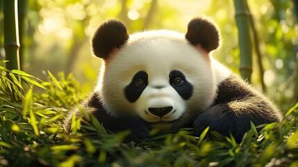 giant panda eating bamboo