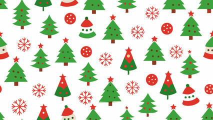 Naklejka premium Festive Christmas Pattern Backgrounds – Holiday Icons, Trees, Gifts & Decorations