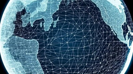 Global connectivity visualization with digital network forming around Earth, concept - Powered by Adobe