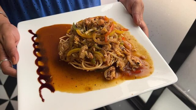 American chopsuey prepared in Indian style in Kolkata