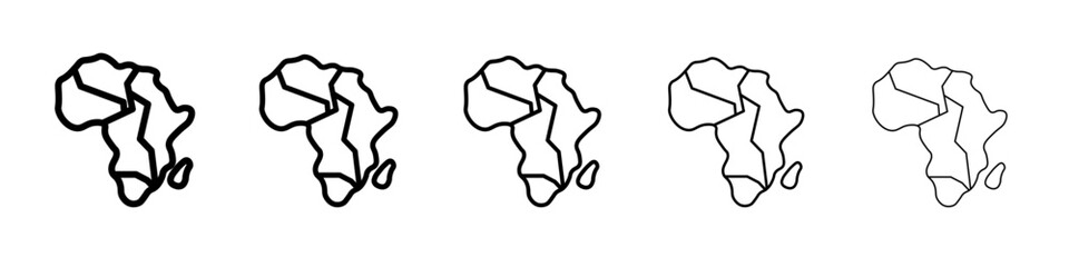 africa map icon black and white vector sign