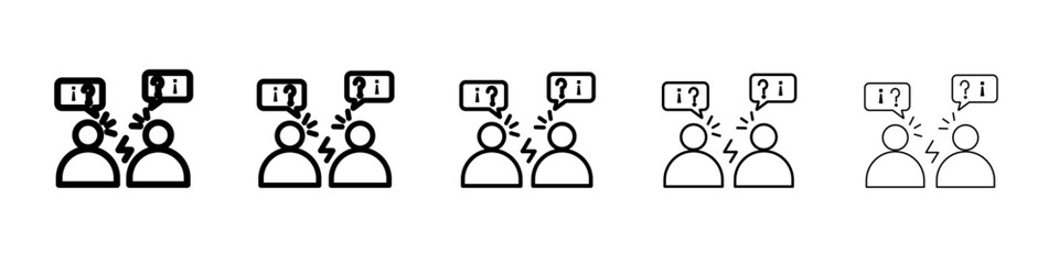 Angry people conflicts icon black and white vector sign