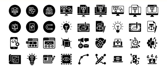 Black Glyph Icons Collection Web Design Development Branding Marketing