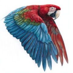 Obraz premium Colorful Scarlet Macaw in Vivid Flight Display with Lush Feathers and Striking Features Captivating Tropical Wildlife