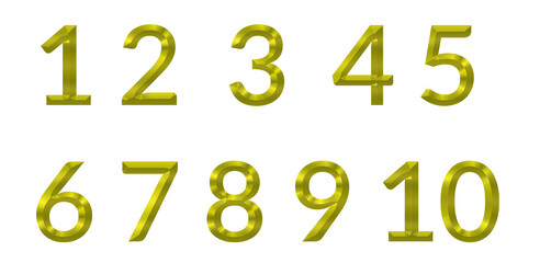 1 to 10 number in golden colour