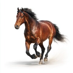 Majestic brown horse galloping across a blank canvas evoking freedom, beauty, and strength in motion, perfect for equine enthusiasts