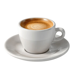 Aromatic Espresso in a White Cup and Saucer