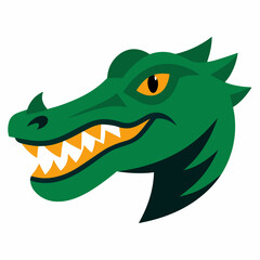 Ancient crocodile head vector icon on white background.